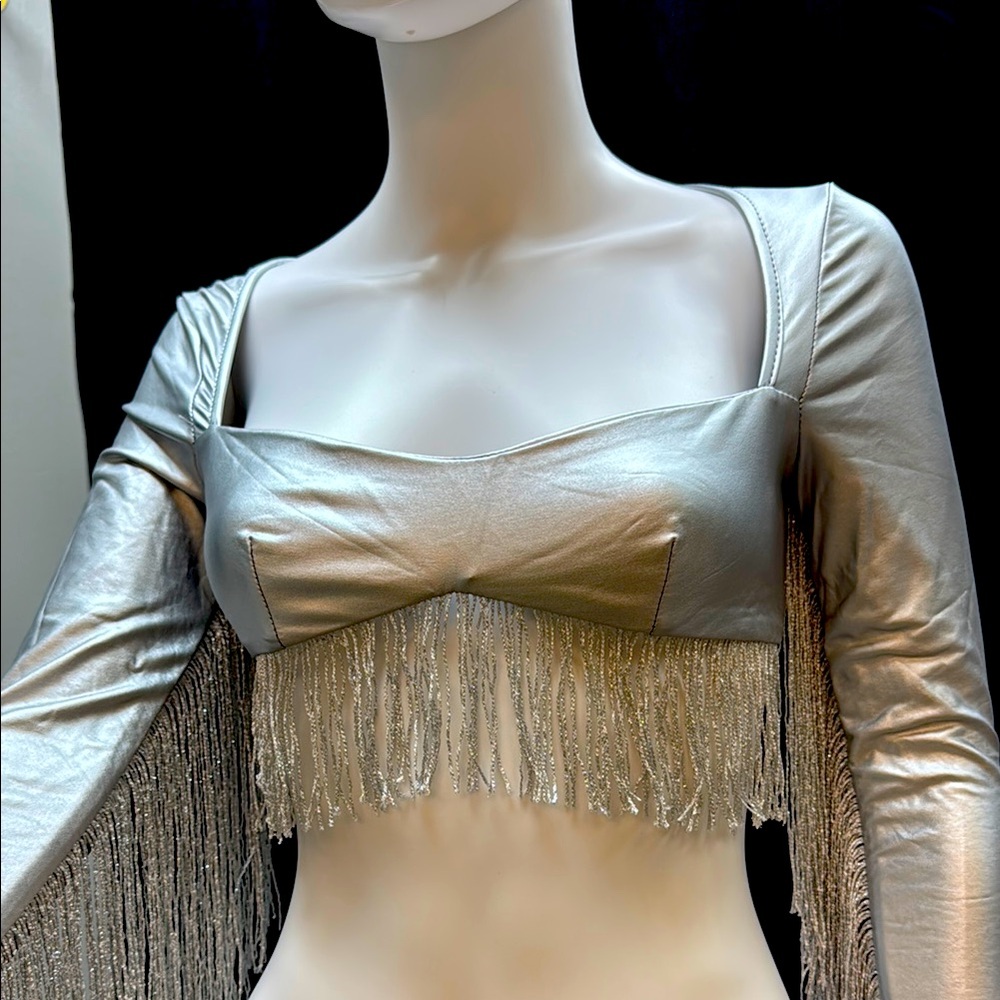 SHEIN Silver Embellished Crop Top
